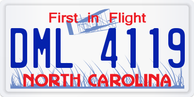NC license plate DML4119