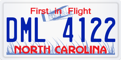 NC license plate DML4122