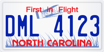 NC license plate DML4123