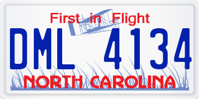 NC license plate DML4134