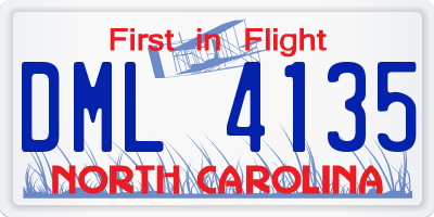 NC license plate DML4135