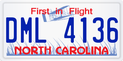 NC license plate DML4136