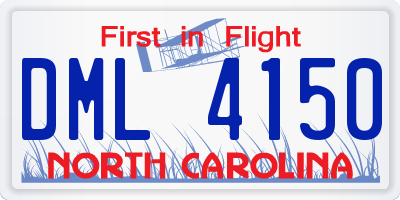 NC license plate DML4150