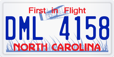 NC license plate DML4158