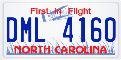 NC license plate DML4160