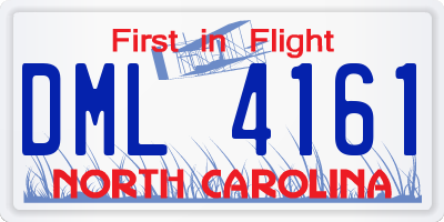 NC license plate DML4161