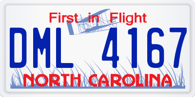 NC license plate DML4167