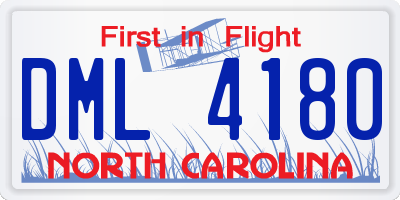 NC license plate DML4180