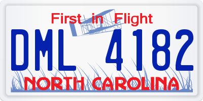 NC license plate DML4182