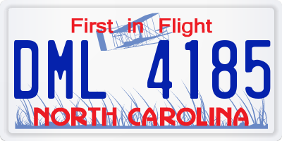 NC license plate DML4185