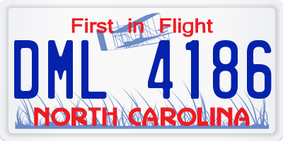 NC license plate DML4186