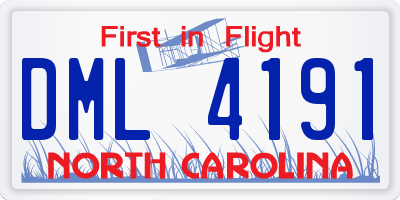 NC license plate DML4191