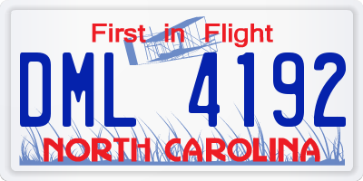 NC license plate DML4192