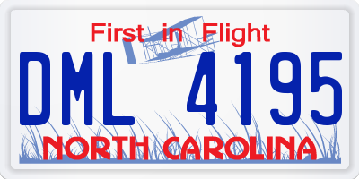 NC license plate DML4195