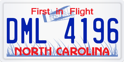 NC license plate DML4196