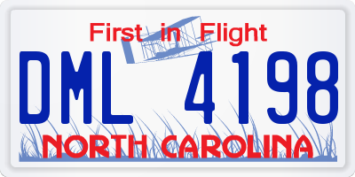 NC license plate DML4198