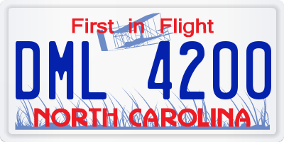 NC license plate DML4200