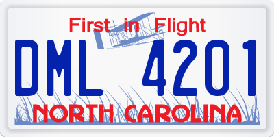 NC license plate DML4201