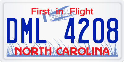 NC license plate DML4208