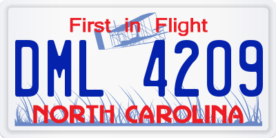 NC license plate DML4209