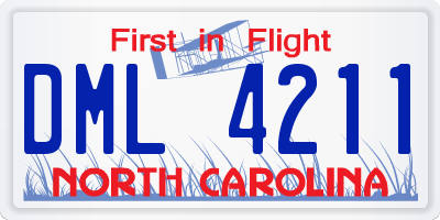 NC license plate DML4211