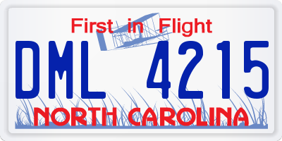 NC license plate DML4215