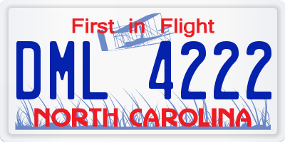 NC license plate DML4222