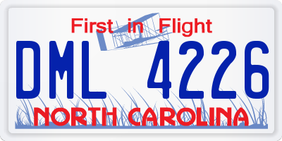 NC license plate DML4226