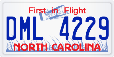 NC license plate DML4229