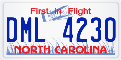 NC license plate DML4230