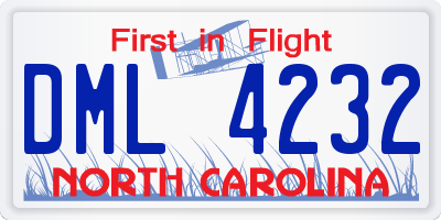 NC license plate DML4232