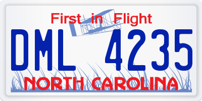 NC license plate DML4235