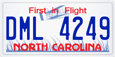 NC license plate DML4249