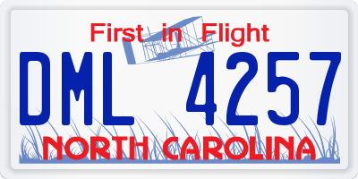 NC license plate DML4257