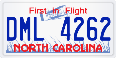 NC license plate DML4262