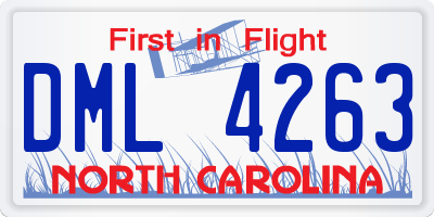 NC license plate DML4263