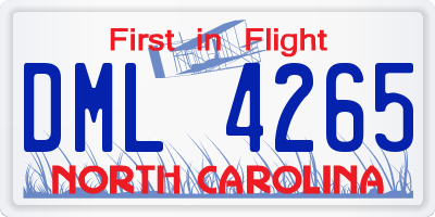 NC license plate DML4265