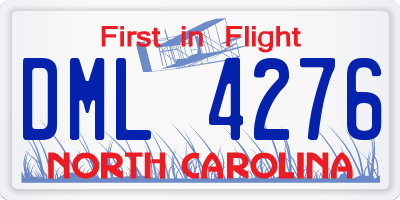 NC license plate DML4276