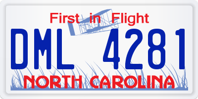 NC license plate DML4281