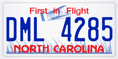 NC license plate DML4285