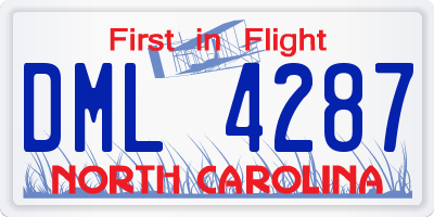 NC license plate DML4287