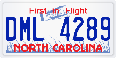 NC license plate DML4289