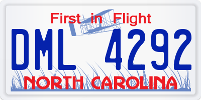 NC license plate DML4292