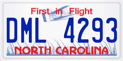 NC license plate DML4293