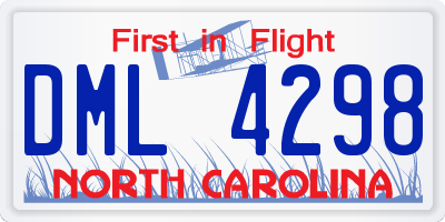 NC license plate DML4298