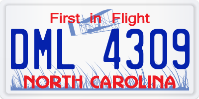 NC license plate DML4309