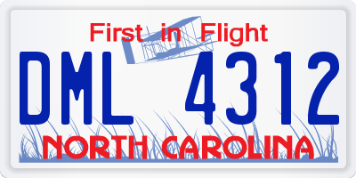 NC license plate DML4312