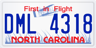 NC license plate DML4318
