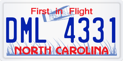 NC license plate DML4331