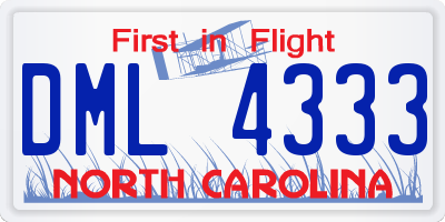NC license plate DML4333
